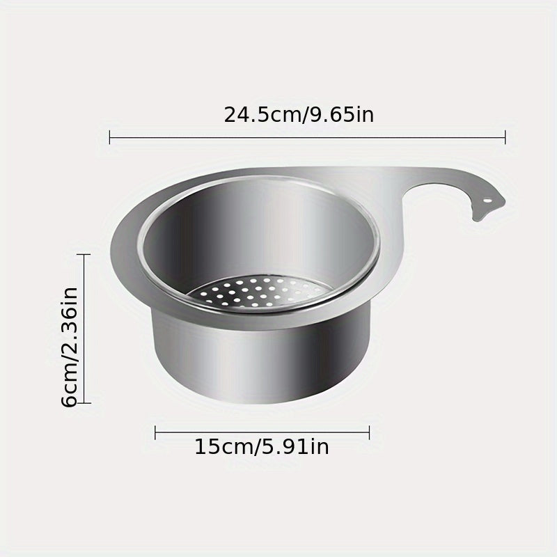 Durable Stainless Steel Kitchen Sink Strainer Basket with Easy-Clean Features and Wet/Dry Separation Hooks - Ideal for Home, Dorm, and Restaurant Applications