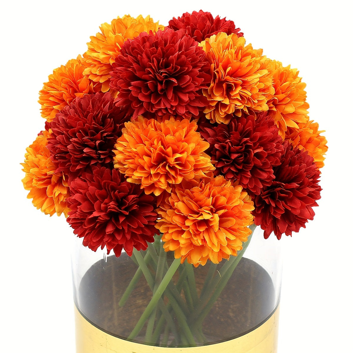 10 artificial chrysanthemum ball flowers for wedding bouquets, home decor, or party table centerpieces.