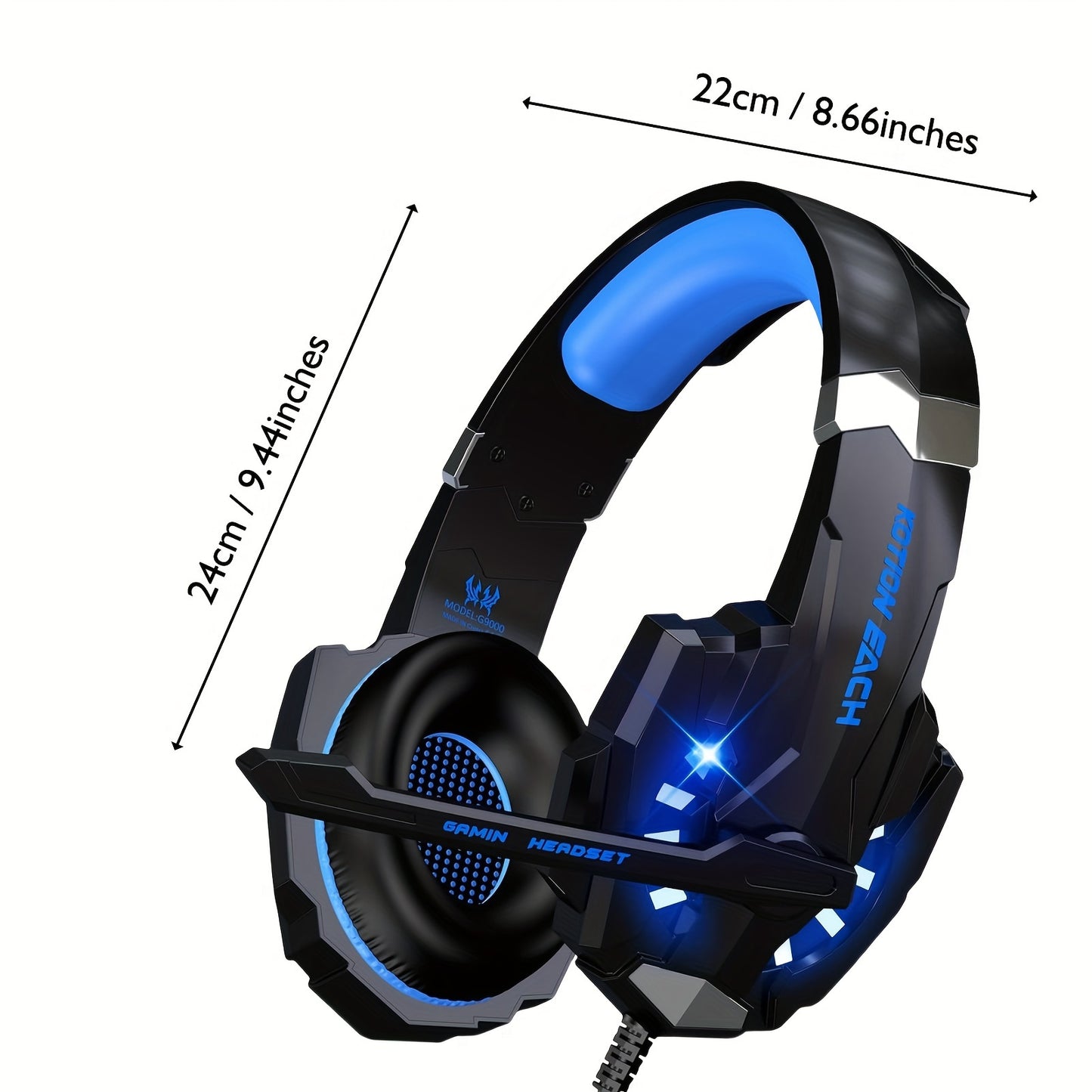 G9000 Stereo Gaming Headset with Noise Cancelling Mic and LED Light for PS4, Xbox One, PS5.