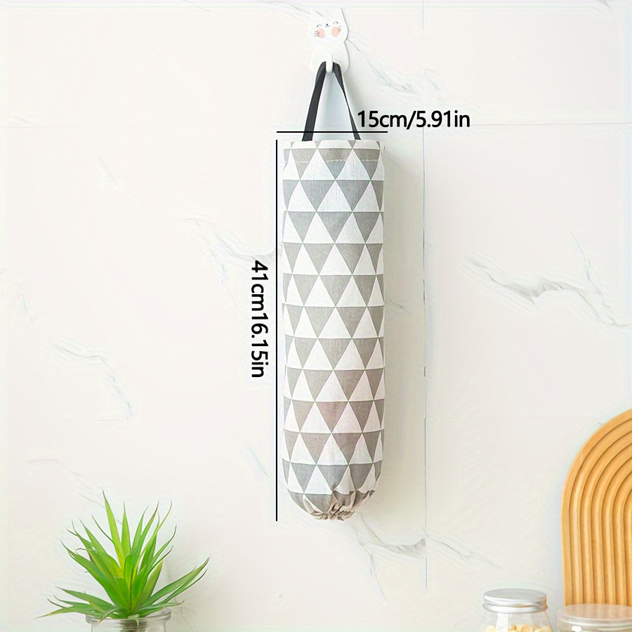 Versatile Hanging Storage Bag with Geometric Pattern for Simple Kitchen Wall Mounting