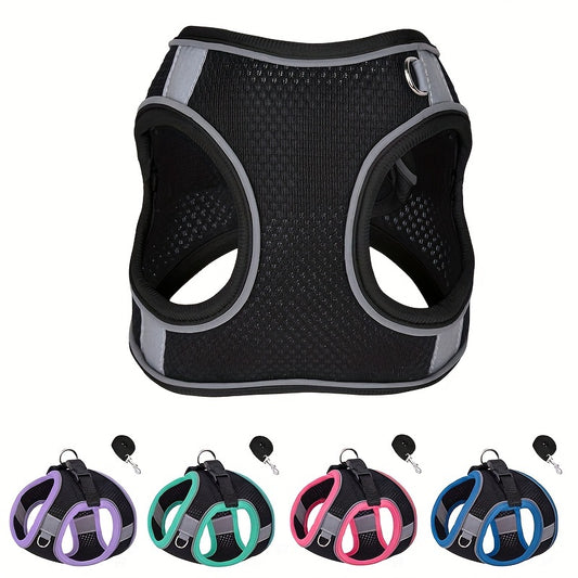 Breathable dog harness for dogs with reflective features, no pull design, and includes leash.