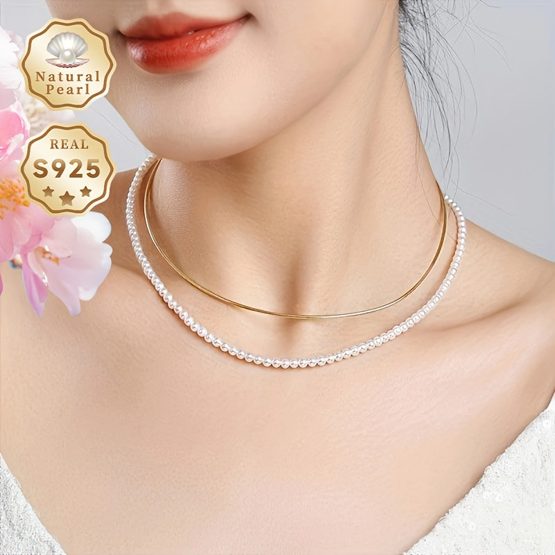 Introducing the MUFAN Vintage Luxury Freshwater Pearl Necklace, featuring natural 3-4mm round pearls and crafted in S925 silver. This elegant piece is the perfect June birthstone gift, presented in a gift box for timeless elegance on any occasion. With