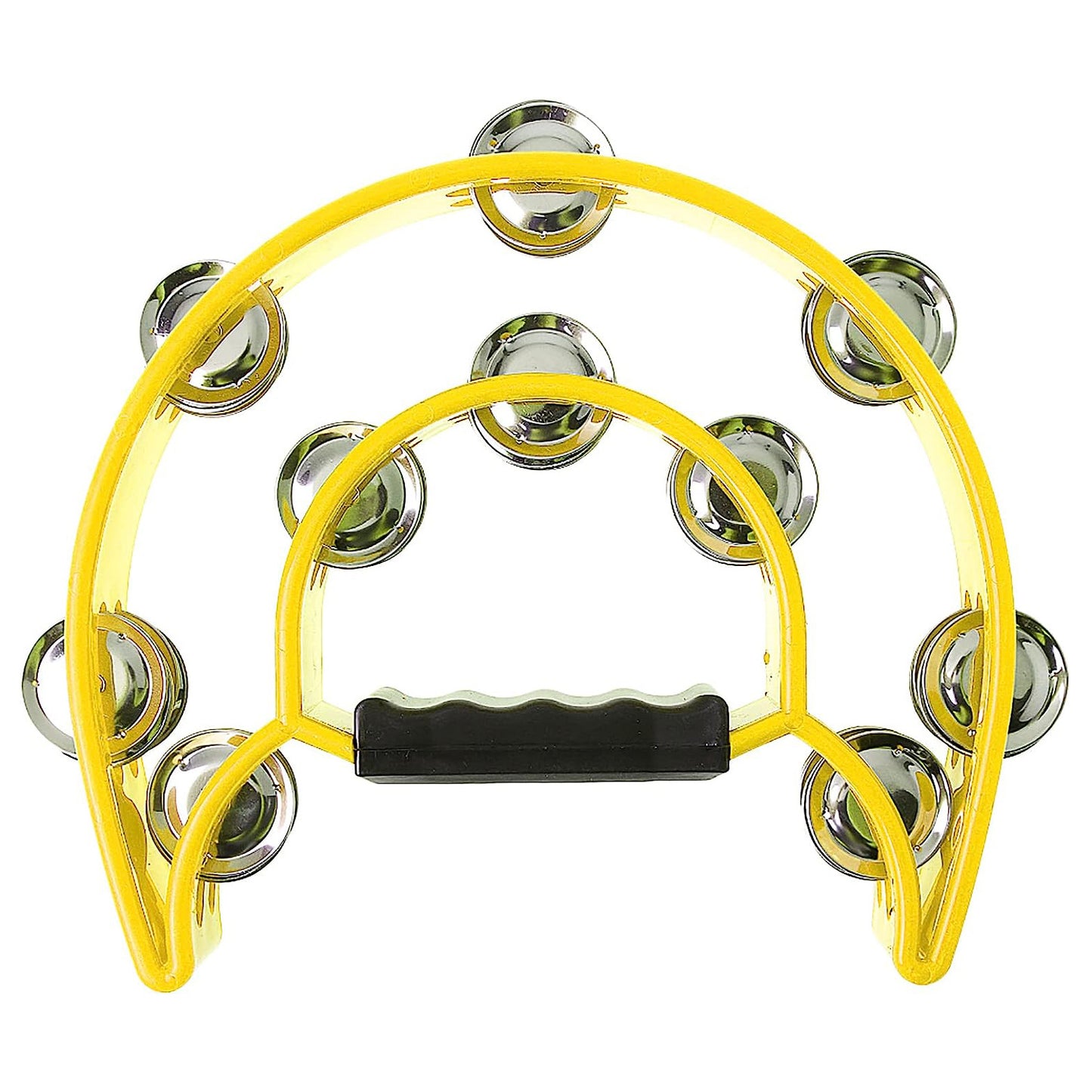 Eavnbaek Double Row Hand Bell Tambourine - Colorful metal jingle drum with comfortable grip and durable ABS body. Ideal for all ages, parties, bands, KTV, and drum accessories.