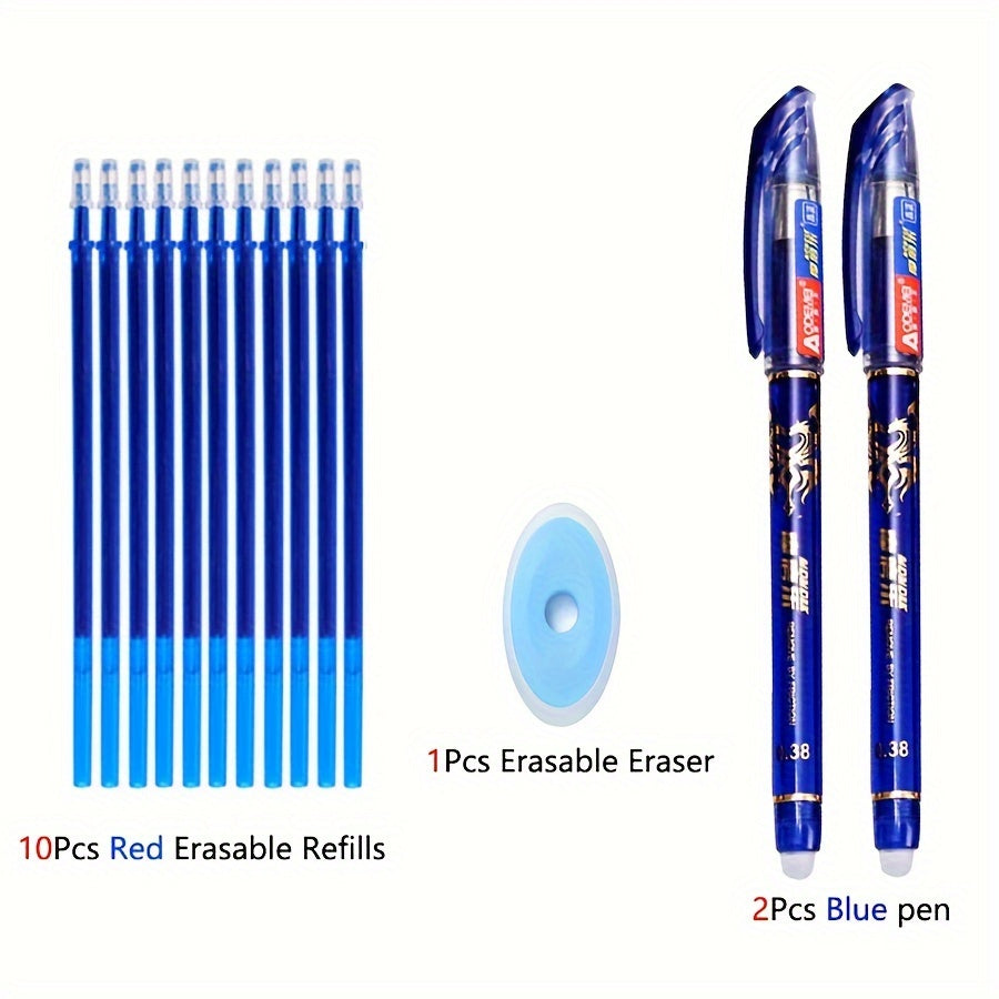 Set of 13 or 20 erasable pens with 0.5 refill, washable handle. Perfect for office or school use.