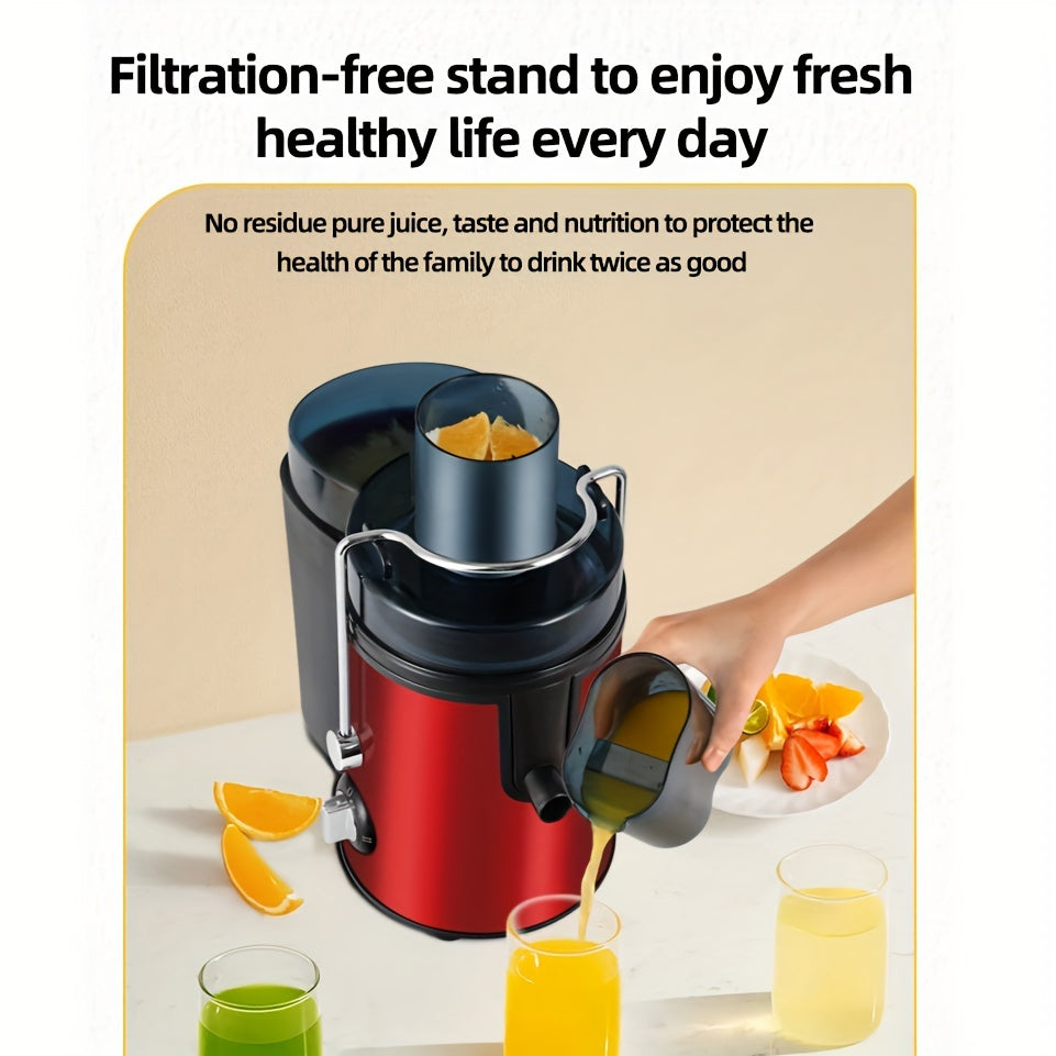 1pc Electric Juicer with 18000 RPM High-Speed Centrifugal Juice Extractor, C-Type Plug, Non-Heated Plastic Body, Food-Grade PP Cup, 0.5L-1L Capacity, Knob Control.