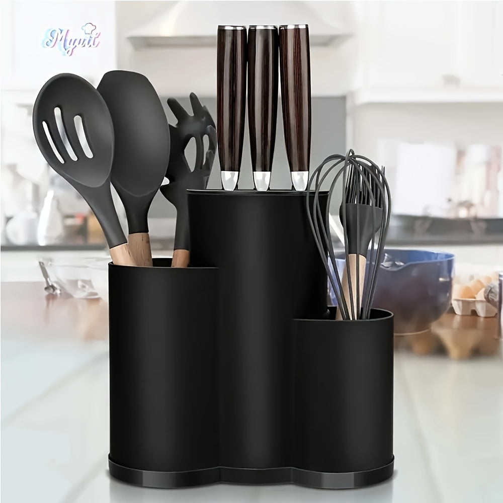 Durable Plastic Knife Block for Countertops - Versatile Kitchen Organizer Holds Knives and Utensils, Essential Storage Rack and Dining Accessory