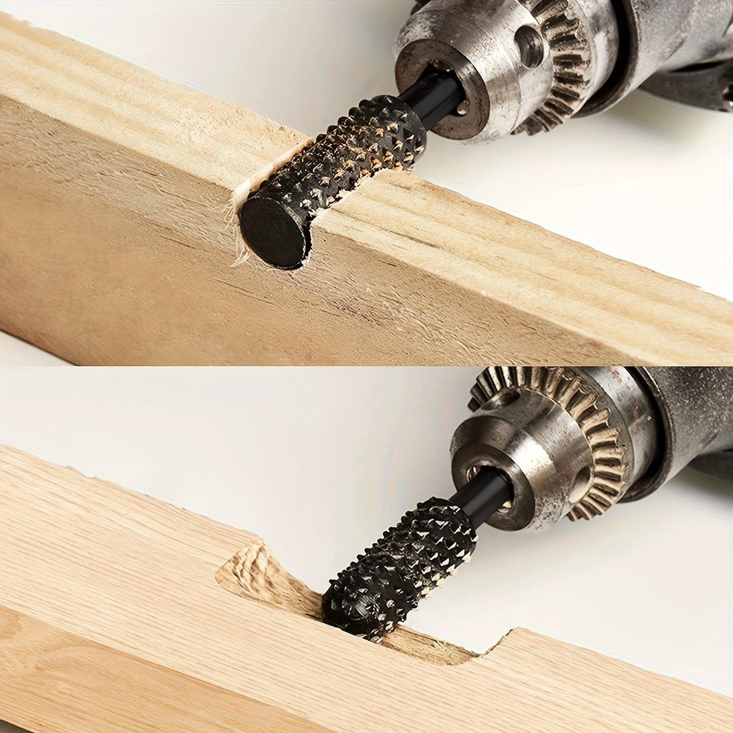 5/10pcs Wood Carving File Rasp Drill Bit Set, 1/4" 6mm, DIY Woodworking Rotating Chisel Shaped Burr Power Tools.