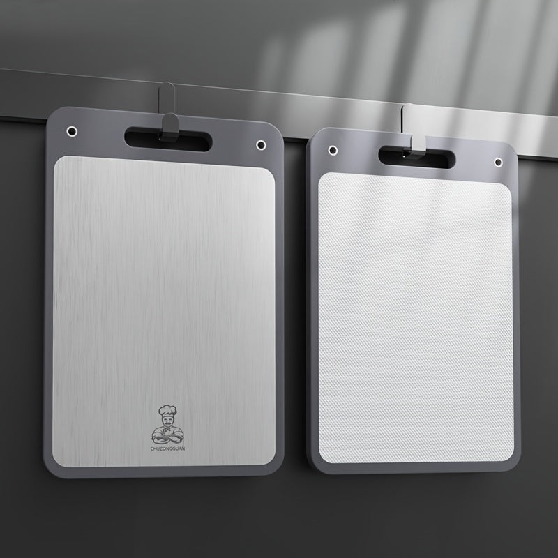 Multi-functional double-sided stainless steel cutting board for the household, which can also be used as a thickened kitchen chopping board, kneading board, rolling board, and multi-purpose board.