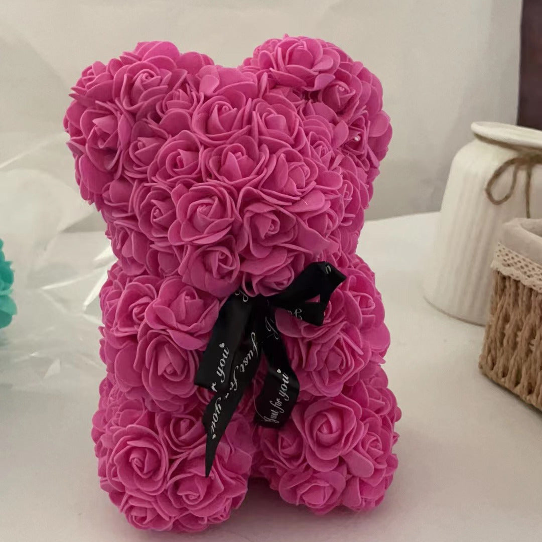 Rose bear made of foam flowers, perfect for Valentine's Day, Mother's Day, anniversaries, weddings. Size: 16.99*22.99cm. Great gift for birthdays.