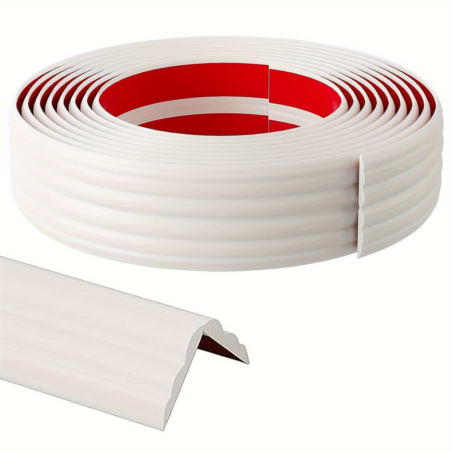 White D-shaped rubber sealing strip in 3/6/10/20m lengths, designed for windproofing and suitable for use in furniture and gaps. This strip is anti-collision, self-adhesive, and provides sound insulation, as well as windproofing, dustproofing, and