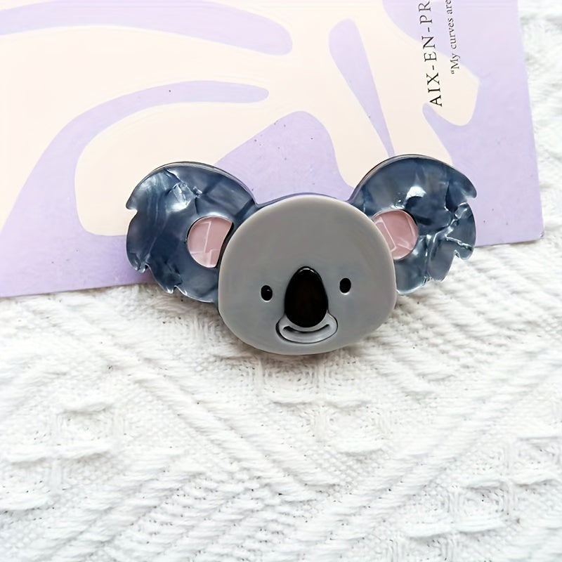 Adorable acrylic animal brooch pin featuring a cute koala design, perfect for adding a touch of personality to bags, clothing, and apparel.