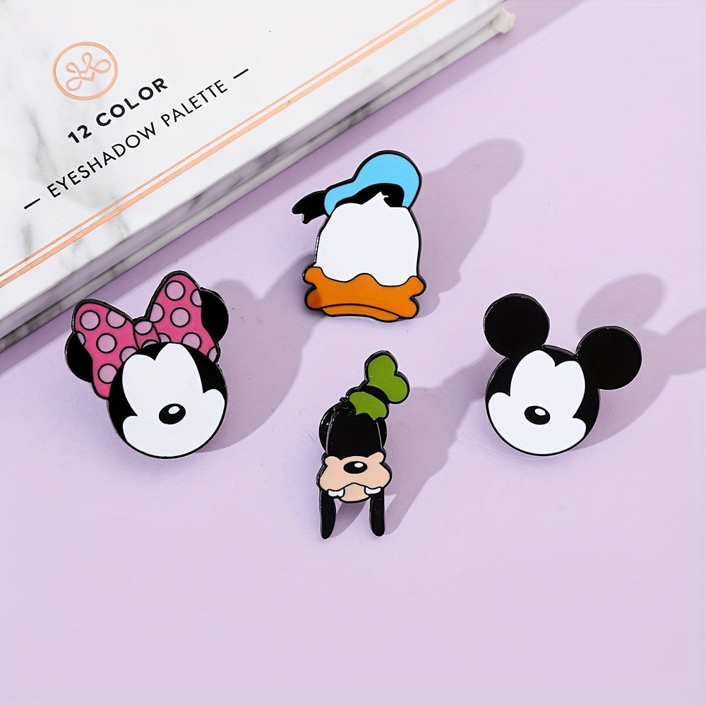 Set of 5 Disney Enamel Brooch Pins - Adorable Cartoon Alloy Metal Badges with Simple Irregular Shapes - Character Accessories for Clothes and Bags