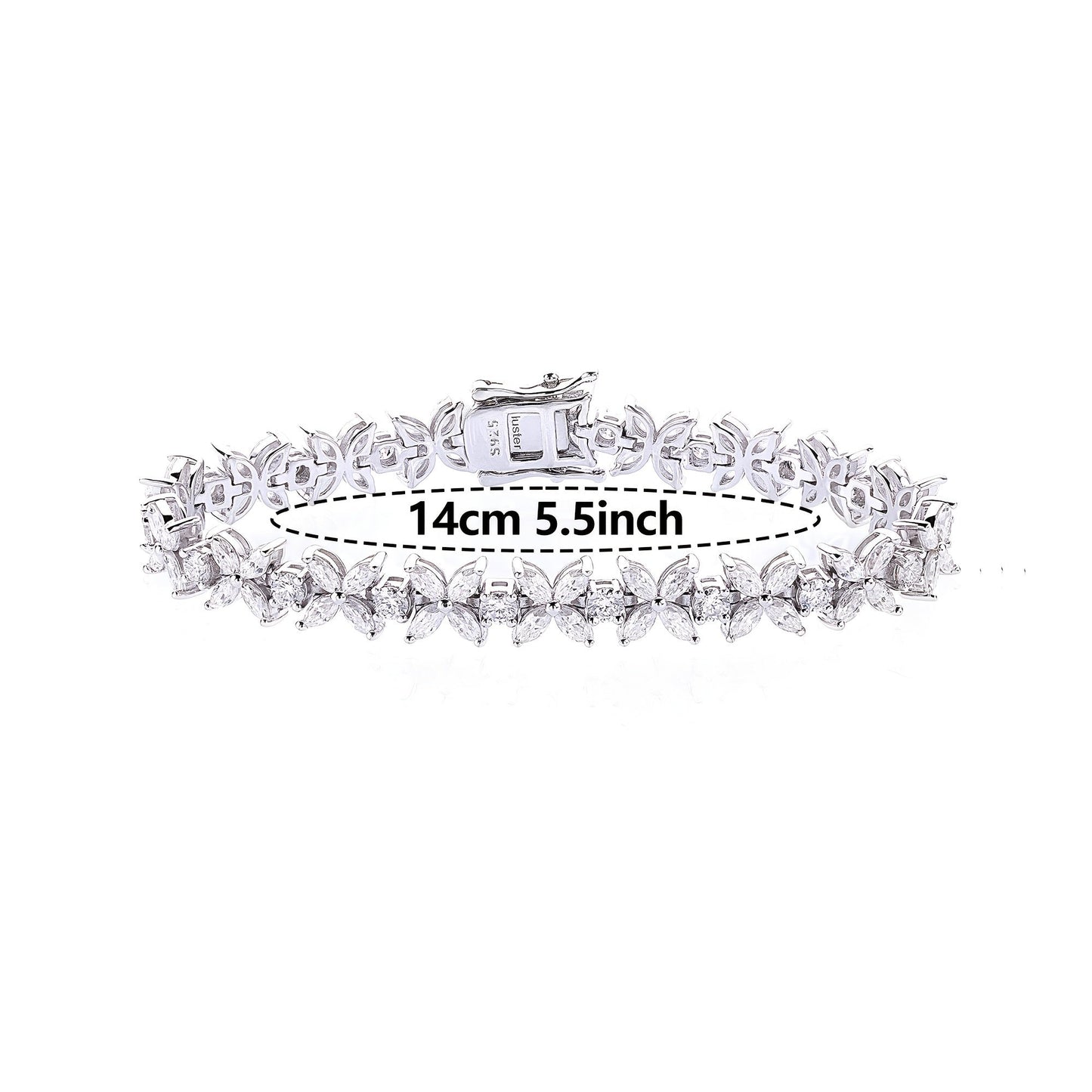 The Oneida Elegant Butterfly Bracelet features stunning 2MM synthetic Moissanite stones set in 925 silver. This bracelet is the perfect gift for November birthdays, plated with platinum for a luxurious finish. Ideal for any occasion, this bracelet comes