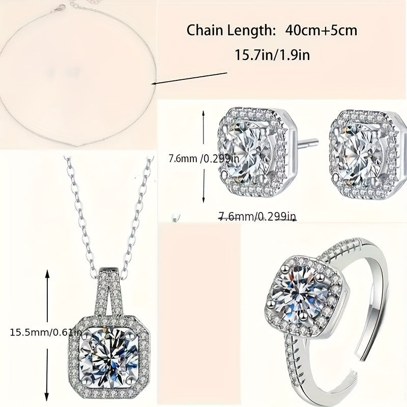 Inlaid zirconia jewelry set in elegant luxury style for women.