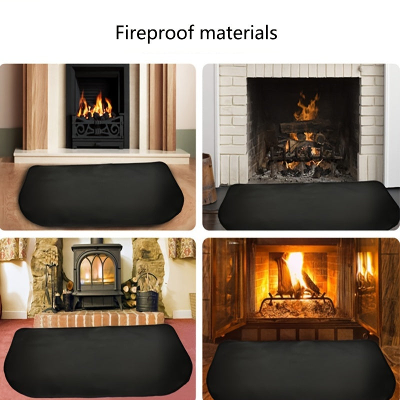 Flame Retardant Fireplace Mat, Heat-Resistant Double-Layer Glass Fiber Silicone Blanket, Large Rounded Corner Design, Essential Home Safety Tool