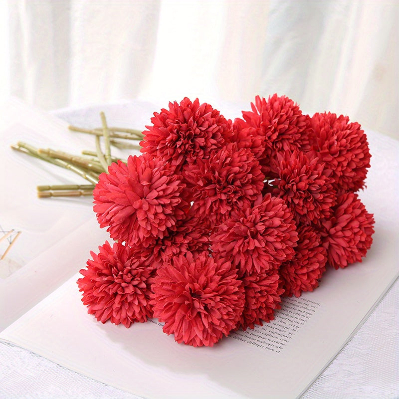 5 artificial chrysanthemum and dandelion flowers for DIY wedding decor.