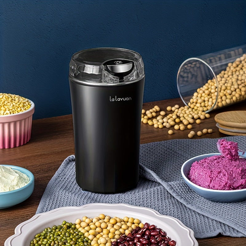 Electric 1-Piece Coffee Bean Grinder with 200W Power - Multifunctional Food Processor and Mixer for Grinding Spices, Nuts, and Espresso Beans. Features One-Touch Push-Button Control, Brush, and Coffee Spoon. Perfect for up to 12 Cups or 2.7oz of coffee.