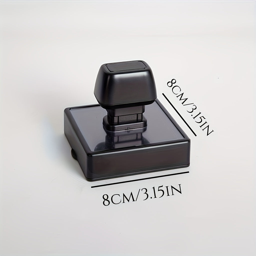 Large personalized stamp for small businesses and offices, available in multiple languages and square shape. Made of PE material and suitable for office use.