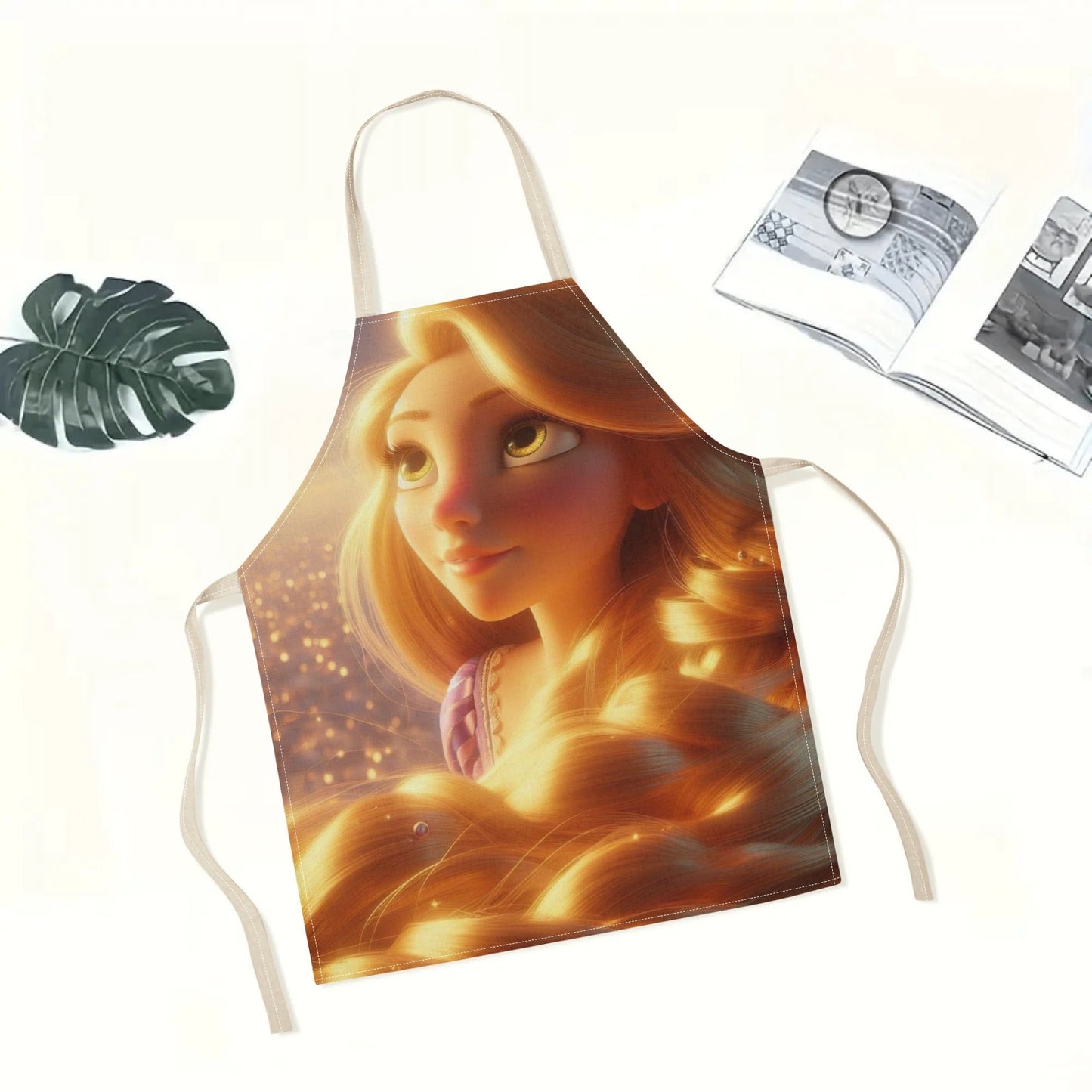 Waterproof apron featuring Disney's Elsa - iconic cartoon princess design, made from long-lasting polyester, perfect for use at home or in restaurants, cafes, and supermarkets.