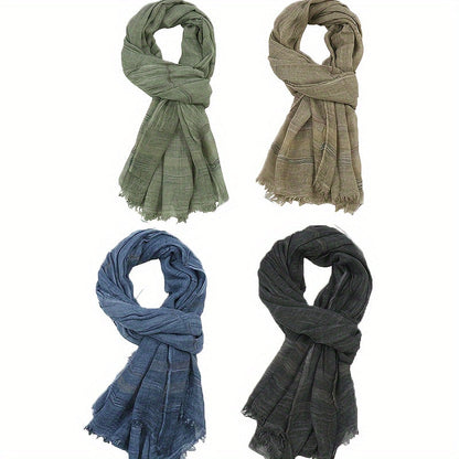 [Bestselling] Men's Stylish Striped Scarf - Made with 100% Rayon, Suitable for All Seasons, Features European And American Design, Expertly Woven