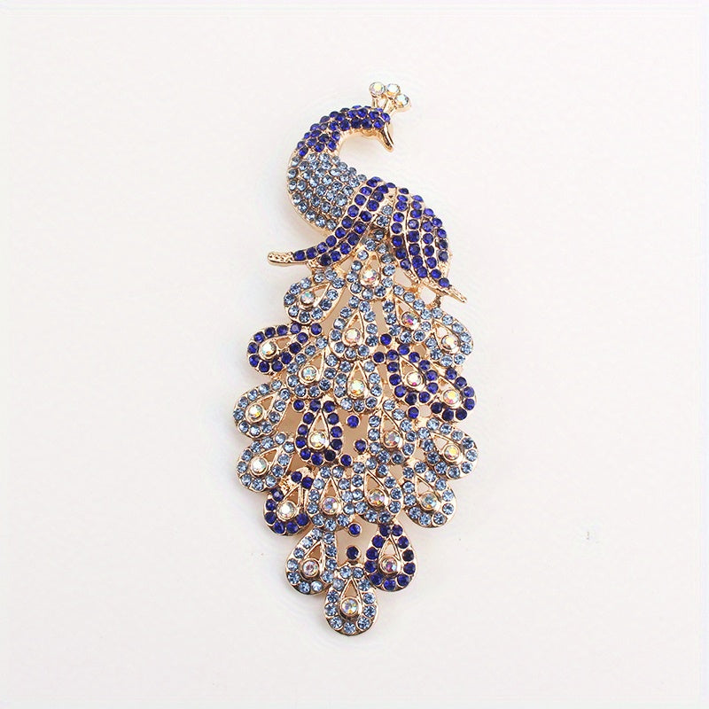 Elegant Clothing Accessory: Vintage-Inspired Rhinestone Peacock Brooch in Unique Shape