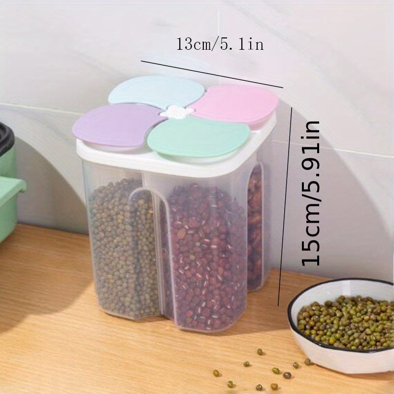 Moisture-Proof Cereal Jar with Divided Compartments - Ideal for Organizing Kitchen Pantry