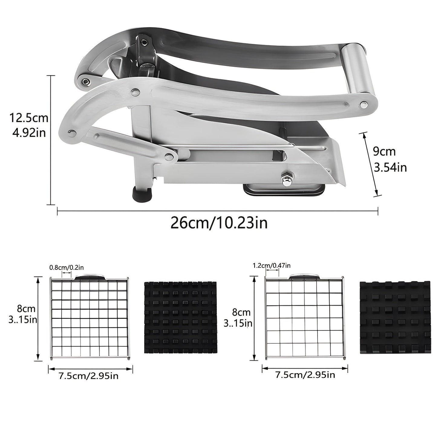 Stainless Steel Potato Slicer with Improved Design and Suction Cup Base for Effortless Usage - Versatile Vegetable & Fruit Cutter for Home and Professional Kitchens