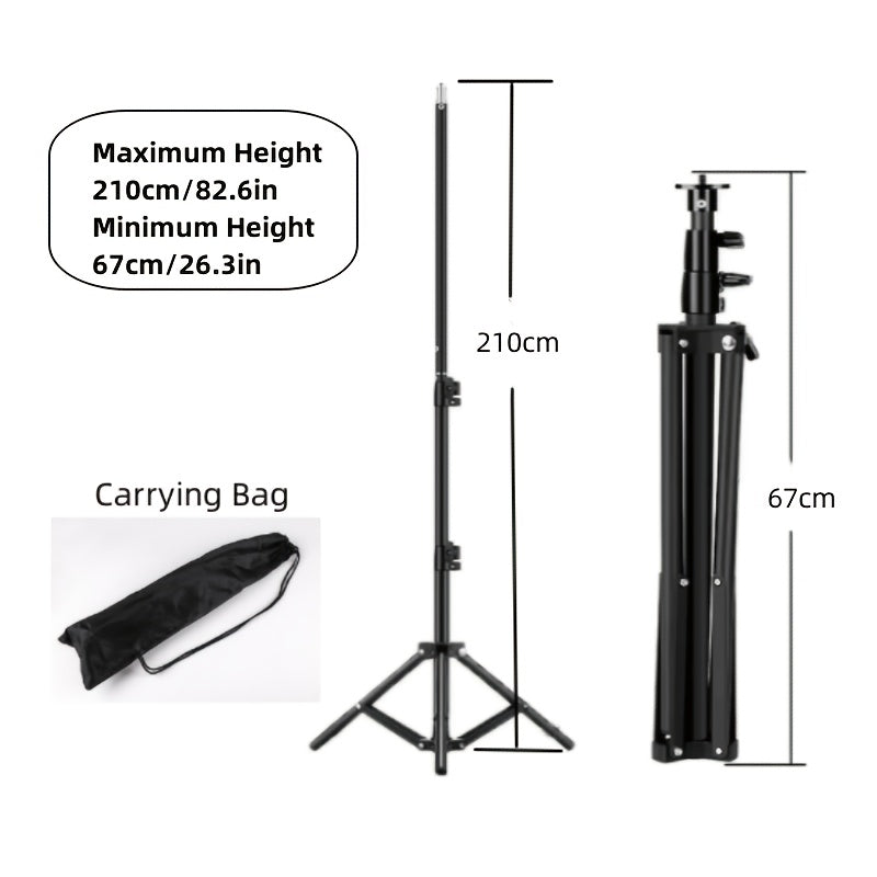 63-inch extendable tripod made of heavy duty carbon steel for supporting softbox, video flash, reflector, and lighting background in photo studio.