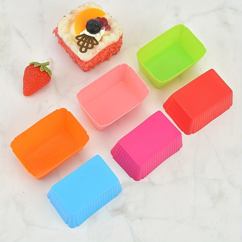 5 to 10 pieces of Silicone Rectangle Muffin Cups, Cupcake Cups, Reusable Cupcake Liners, Muffin Molds, Pudding Mold, Baking Tools, Kitchen Gadgets, and Accessories for your Home Kitchen.