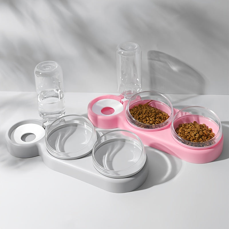 Dog basin with three antitip snail bowls for food and water, suitable for cats.