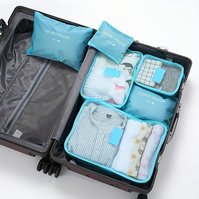 6-piece travel organizer for simple and lightweight storage, dustproof luggage bag ideal for hotels.