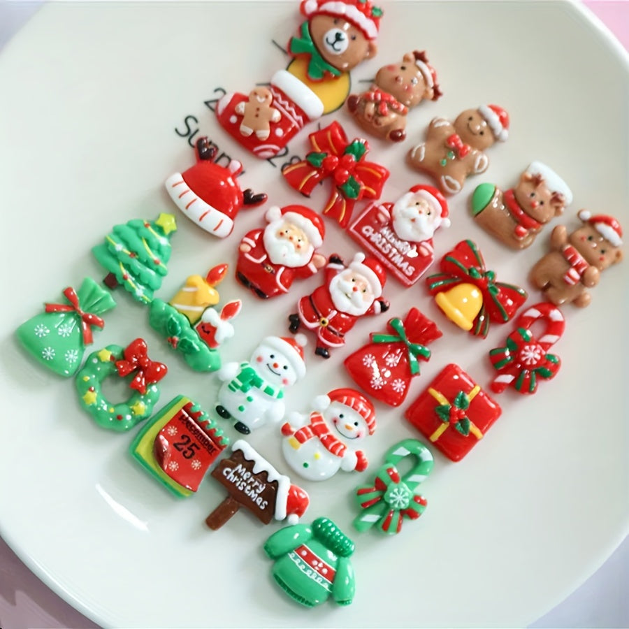 Set of 10 Christmas Refrigerator Magnets featuring Plastic Santa, Snowman, and Tree Figures. These Holiday Magnetic Stickers make for festive and decorative additions to your fridge, perfect for adding a touch of holiday cheer to your Home, Kitchen, or