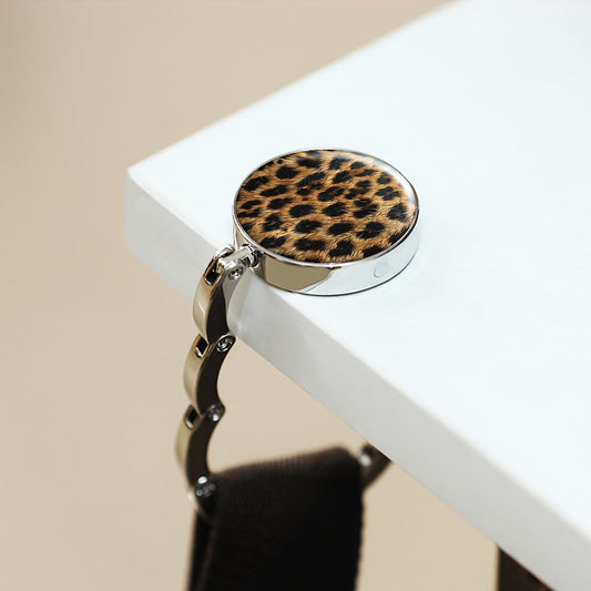 Stylish Leopard Print Foldable Purse Hanger - Convenient Handbag Hook for On-the-Go Use, Perfect for Gifts during Holiday Seasons