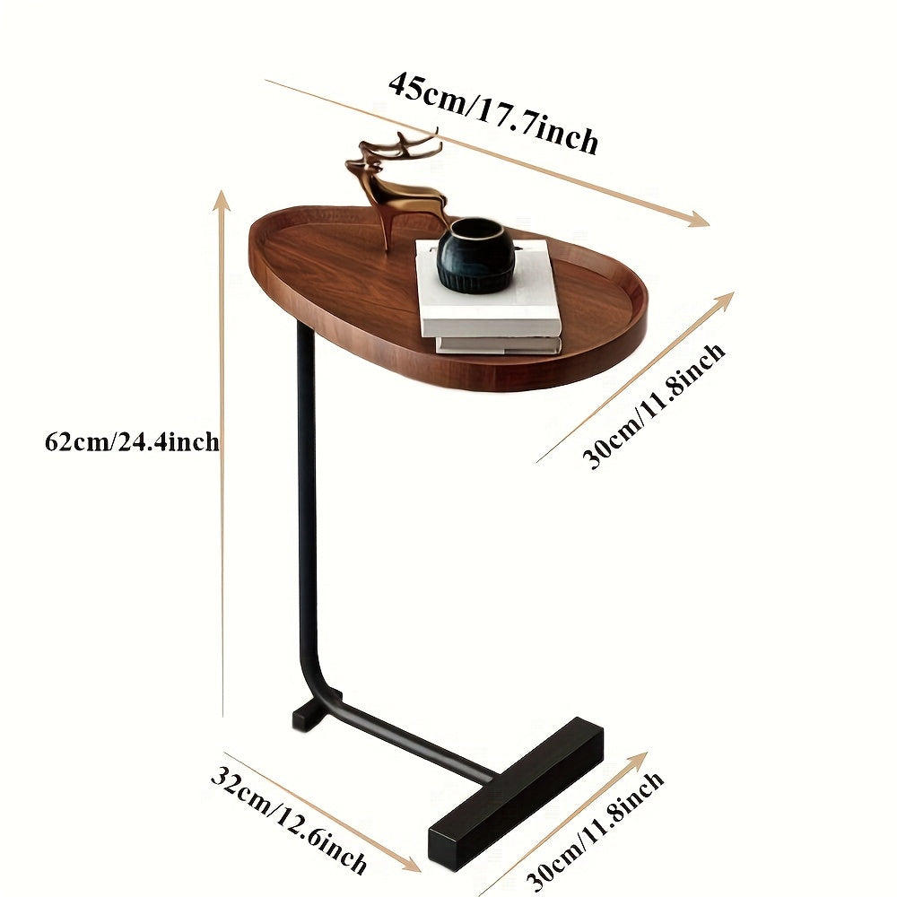 Компактный С-образный приставной столик — простая сборка, прочная столешница из твердой древесины с металлическим каркасом для любой комнаты в доме