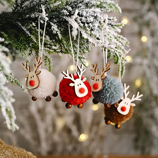 4pcs Sheep Plush Christmas Ornaments – Festive Lamb Decor with Colorful Beads, Hanging Candy Bag Charms for Tree & Home Decoration, Perfect for Holiday Celebrations | Playful Holiday Decor, Christmas Party Decor.