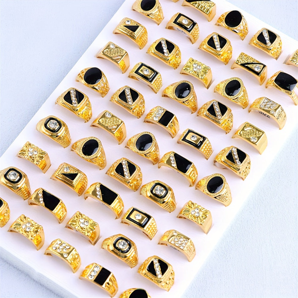 A stylish set of 10 black geometric drip rhinestone rings, suitable for both men and women. Ideal for everyday wear or adding a touch of glam to your party outfit.