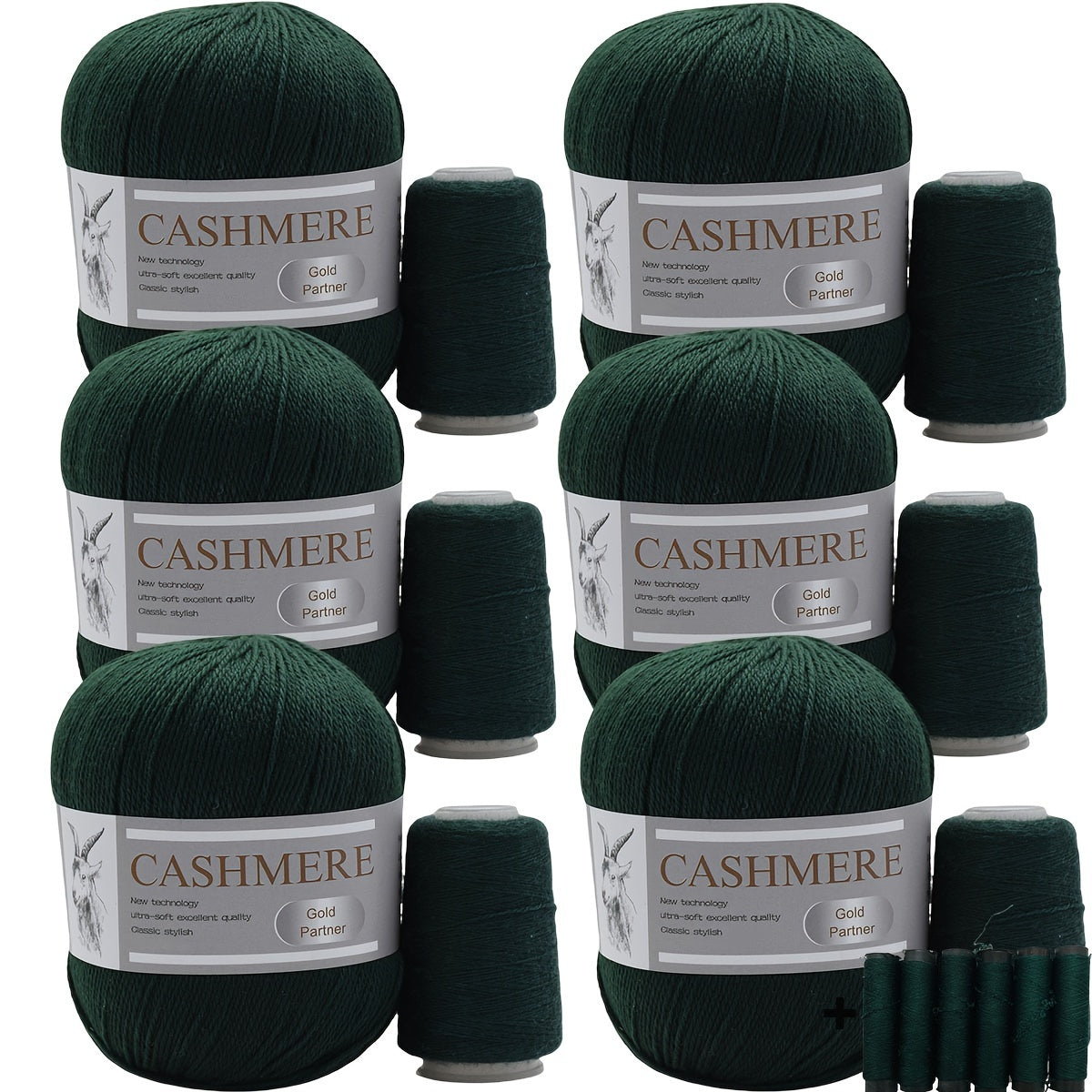 6 luxurious cashmere yarns for hand knitting and crocheting. Ideal for making sweaters, scarves, hats, shawls, cardigans, and gloves. High-quality, soft, warm, multicolored bundle in 10.58