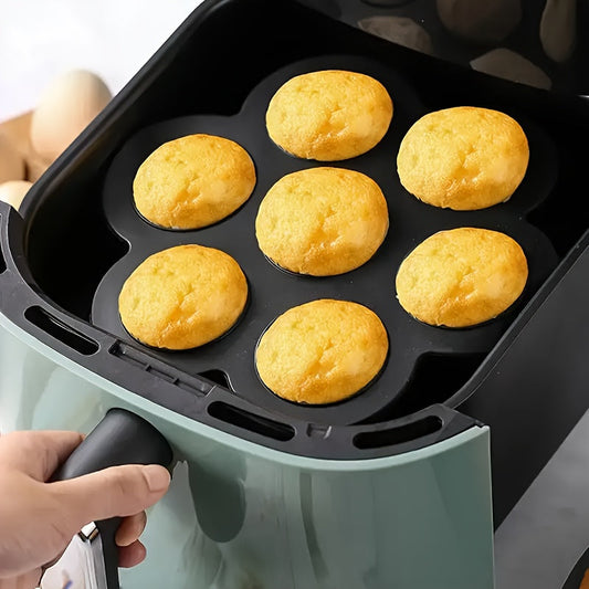 Essential Kitchen Gadget: 7-Cavity Non-Stick Silicone Air Fryer Cake Pan for Mini Cakes & Muffins - Food-Safe Baking Mold Ideal for Oven & Air Fryer Use