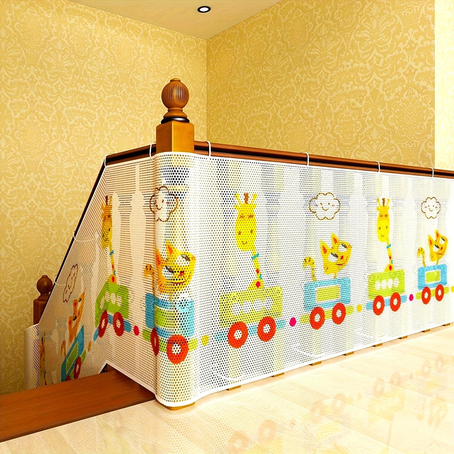 Protective Net for Staircases, Balconies, and Home Safety with Colorful Prints