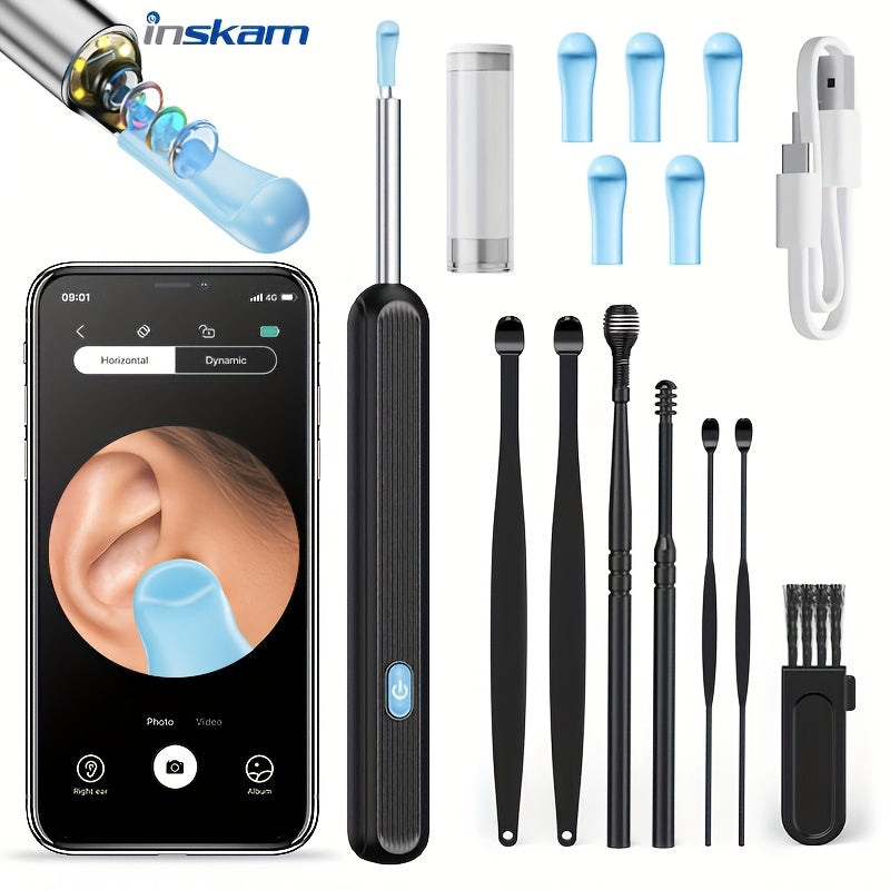 INSKAM Visual Ear Pick with camera, light, and 6 covers. Compatible with all mobile phones.