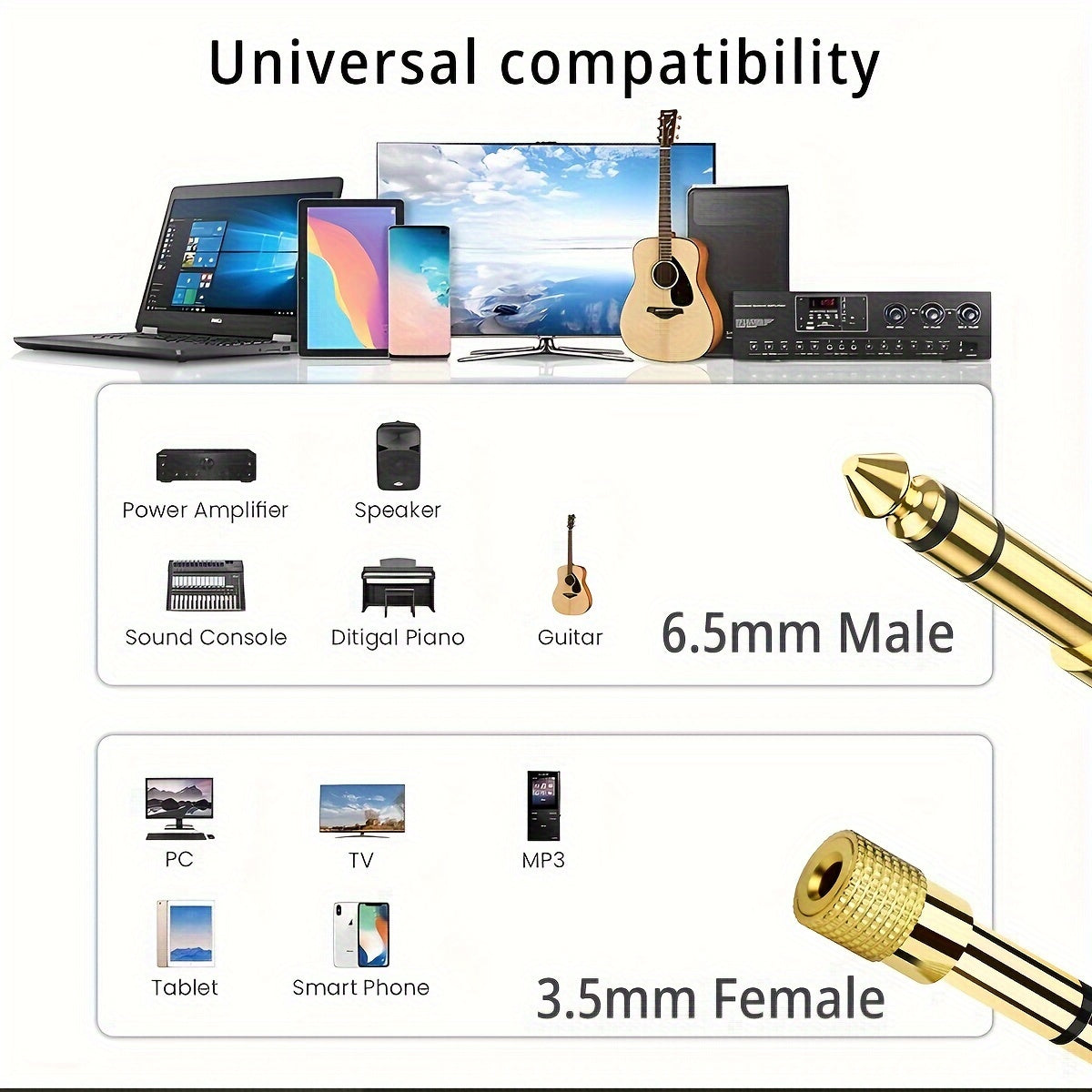 Eid Al-Adha Mubarak audio adapter: 3.5mm to 6.5mm female to male converter.