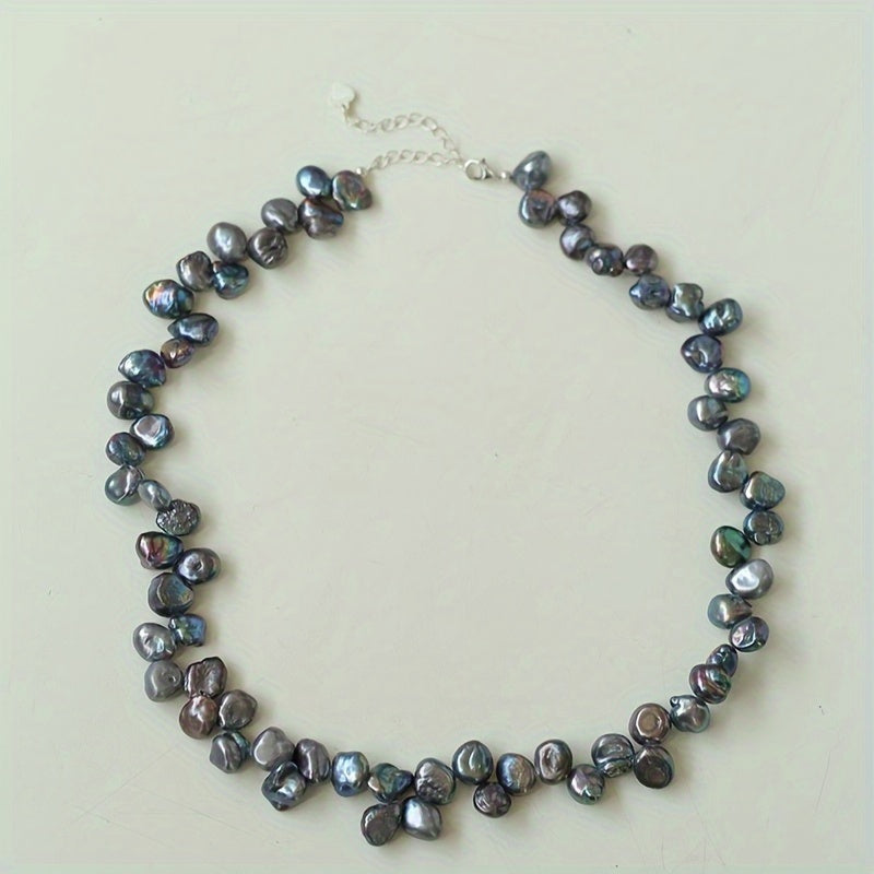 Chic Grey Petal Pearl Necklace - Ideal for Everyday Wear and Special Occasions - Simply Stylish, Effortless