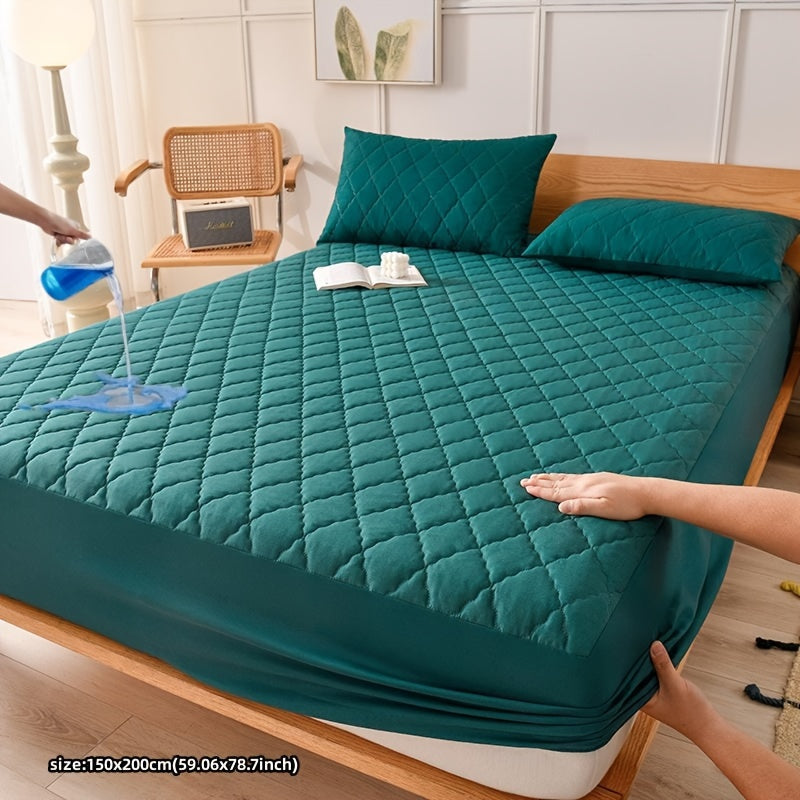 Waterproof mattress protector cover - quilted, machine washable, water-resistant. 80-85gsm polyester & polyurethane blend. Suitable for bedroom, dorm, hotel. Pillowcase not included.