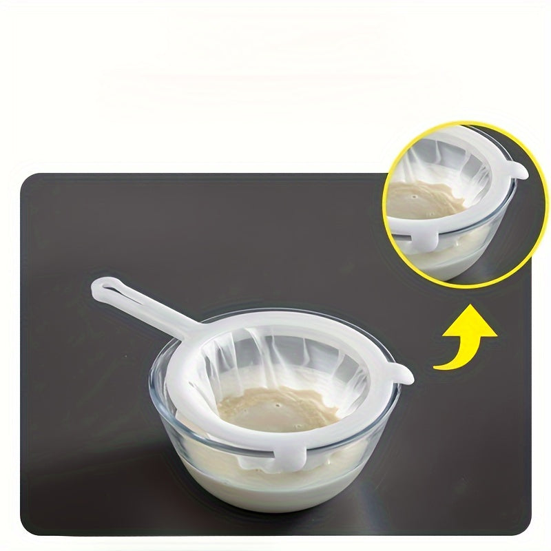 [Best Seller] 1pc Nylon Food Filter Spoon with 300 Mesh Holes, Double Ear Suspended Strainer for Straining Soy Milk, Coffee, Juice, and Milk Supplements