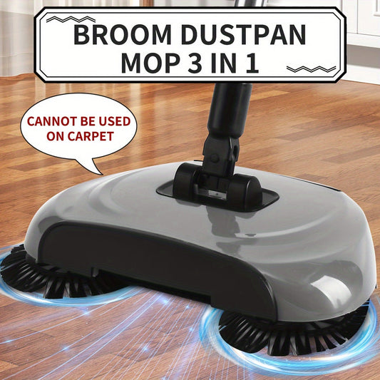 Multi-functional Hand Push Sweeper, Mop, and Dustpan Set - Effortless Cleaning for Various Hard Floor Surfaces, Perfect for Kitchen, Bedroom, and Living Room - Must-Have Cleaning Tool for Every Home