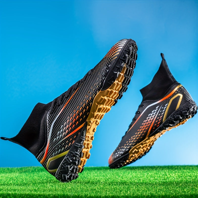 Professional high-top soccer cleats for training and competition, made from breathable PU material suitable for all seasons.