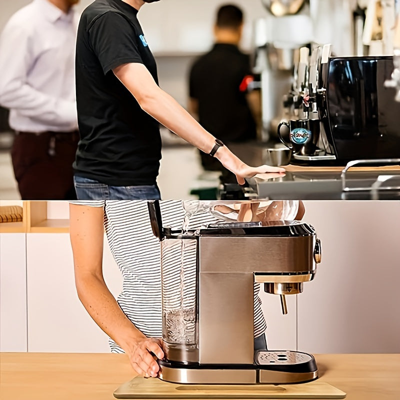 Wooden sliding tray for kitchen countertops featuring bamboo design – Ideal for coffee makers, blenders, and toasters – Durable and stylish mixer moving mat.