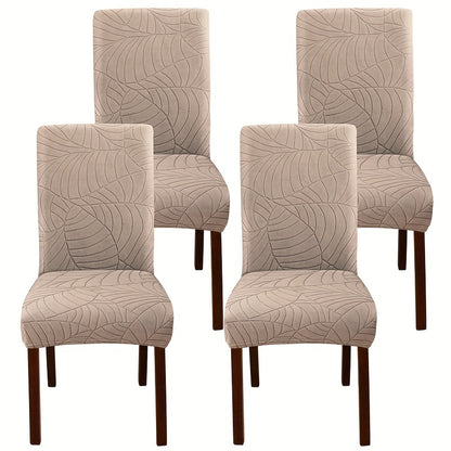 2/4pcs Leaf Jacquard Chair Covers, suitable for various chair sizes. Easy to install, non-slip, and provides protection for chairs in living rooms and kitchens.