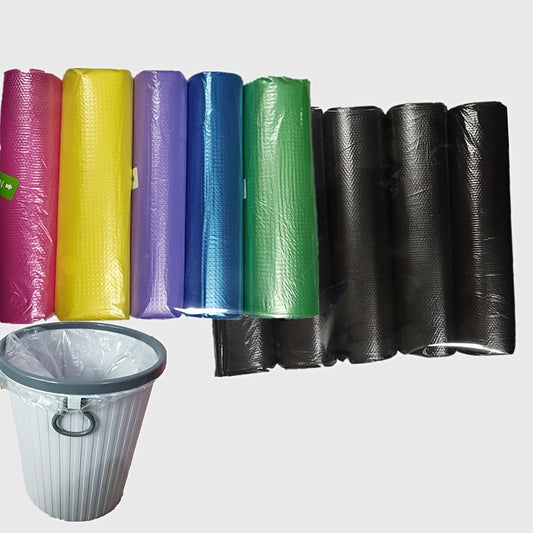 Get a great deal with our Value Pack of 5 rolls containing 100 colorful disposable small garbage bags. These plastic bags are perfect for lining indoor garbage cans in commercial offices, bedrooms, bathrooms, and restaurants. They are odorless and can