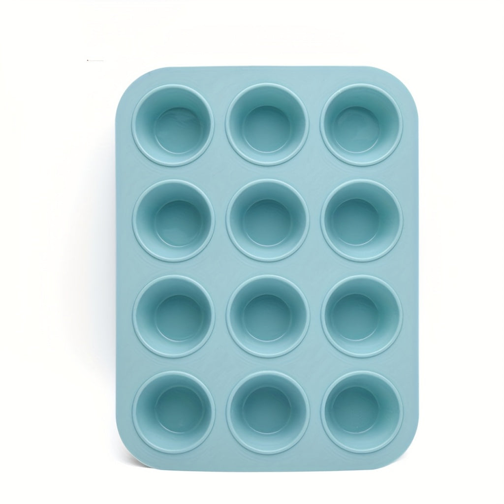 Non-stick Silicone Muffin Pan with 6/12 Cavities, Food Grade Paper Cupcake Mold, Brownie Cake Tart Bread Baking Pan. Safe for Dishwasher, BPA Free.